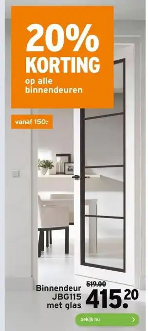 GAMMA Binnendeur JBG115 met glas aanbieding