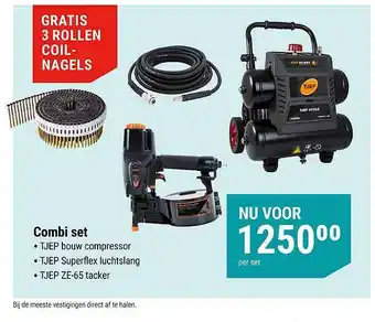 Pontmeyer Combi set tjep bouw compressor, tjep superflex luchtslang of tjep ze-65 tacker aanbieding