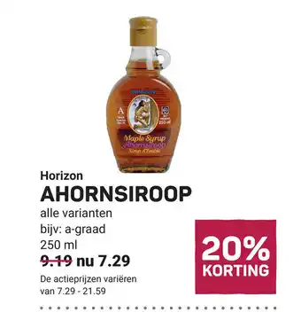 Ekoplaza Horizon Ahornsiroop alle varianten 250 ml aanbieding