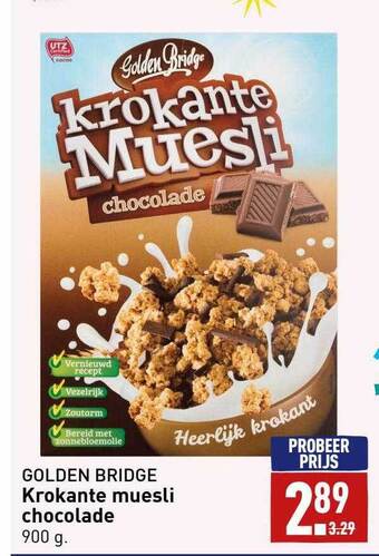 ALDI Golden bridge krokante muesli chocolade aanbieding