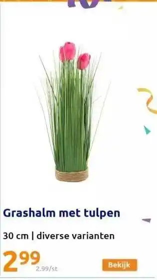 Action Grashalm met tulpen aanbieding