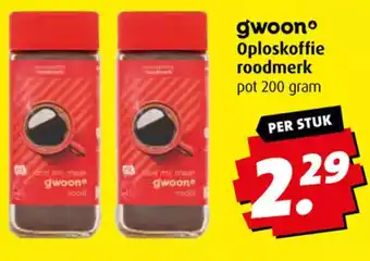 Boni Gwoon oploskoffie roodmerk 200 gram aanbieding