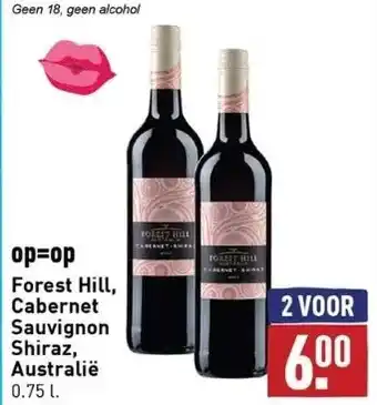 ALDI Op=op forest hill, cabernet sauvignon shiraz, australië 0.75 l. aanbieding