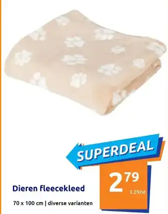 Action Dieren fleecekleed 70 x 100cm aanbieding