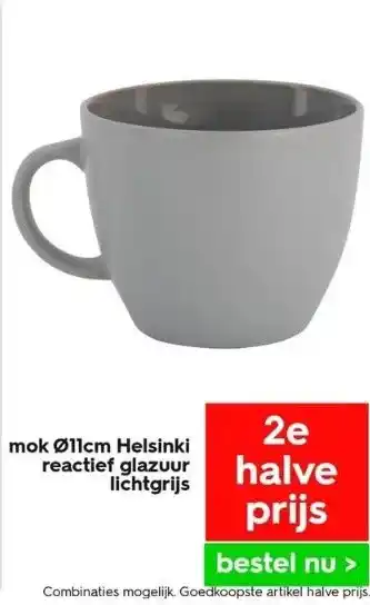 HEMA Mok ø11cm helsinki reactief glazuur lichtgrijs aanbieding