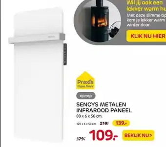 Praxis Sencys metalen infrarood paneel 80 x 6 x 50cm aanbieding