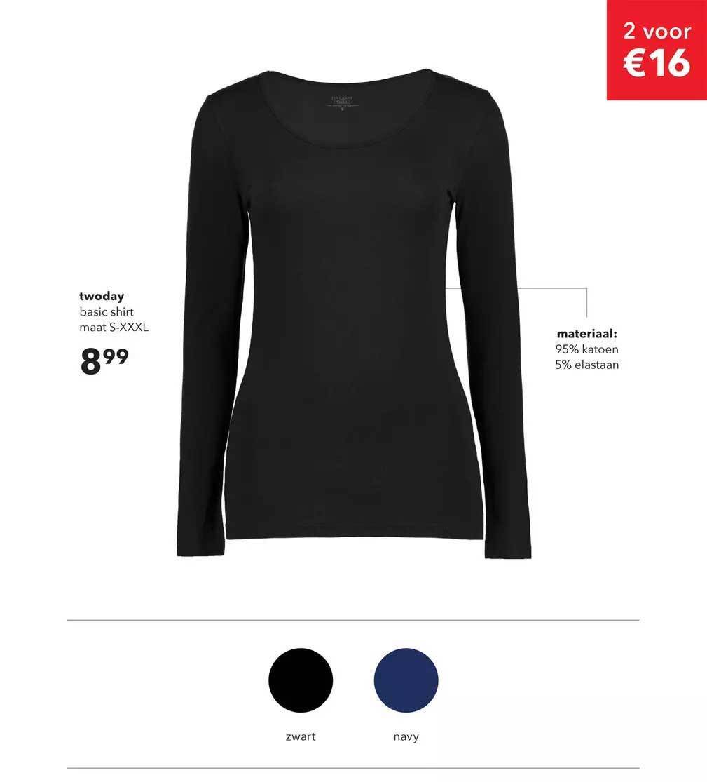 Twoday basic shirt aanbieding bij Scapino