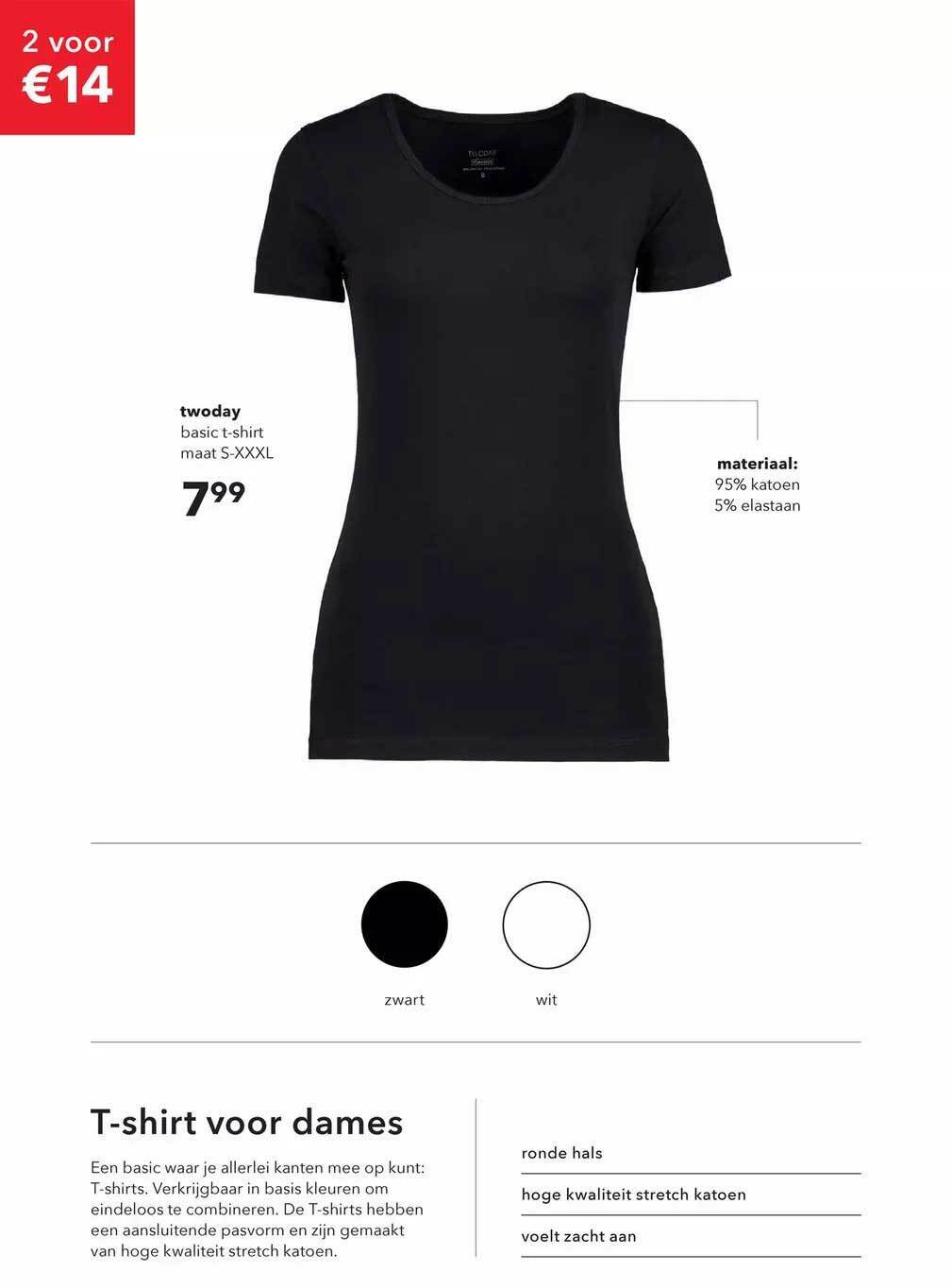 Twoday basic t-shirt aanbieding bij Scapino