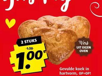 Boni Gevulde koek in hartvorm aanbieding