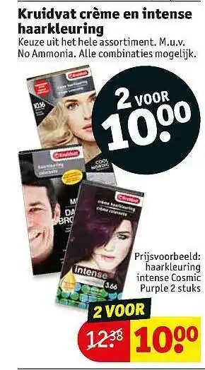 Kruidvat Kruidvat Crème En Intense Haarkleuring: 2 Voor 10.00 aanbieding