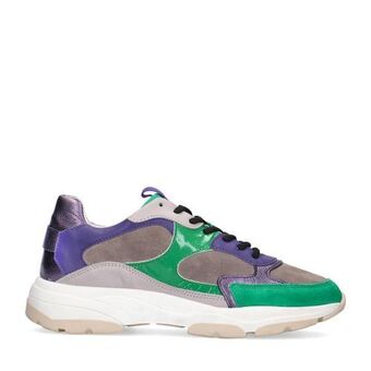 Van lier grijze suède sneakers met snakeskin aanbieding bij Manfield