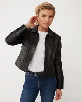 Mexx Mexx leather jacket with pockets black aanbieding