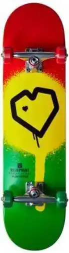 Skatepro Blueprint spray heart v2 compleet skateboard (rasta 2) aanbieding