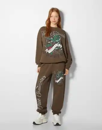 Bershka Bershka sweater met drakenprint dames s bruin aanbieding