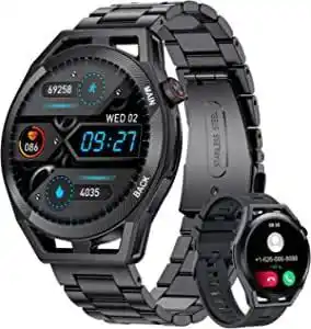 Amazon Lige smartwatch voor heren, met telefoonfunctie, 1,32 inch touchscreen, fitnesshorloge met hartslagmeter, slaapmonitor/tekstm aanbieding