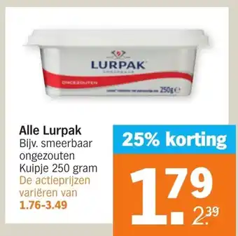 Albert Heijn Alle Lurpak 250 gr aanbieding