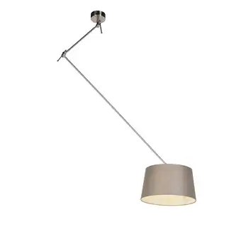 Lampenlicht.nl Hanglamp met linnen kap taupe 35 cm - blitz i staal aanbieding