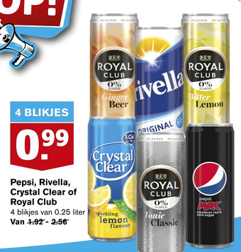 Hoogvliet Pepsi, Rivella, Crystal Clear of Royal Club aanbieding