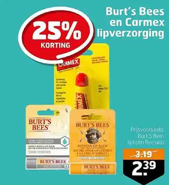 Trekpleister Burt's bees en carmex lipverzorging aanbieding