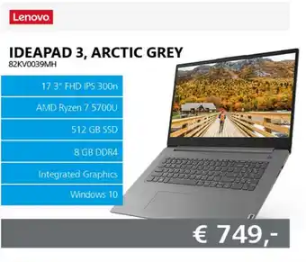 De ICT Vakman Lenovo IdeaPad 3 ARCTIC GREY | 82KV0039MH aanbieding