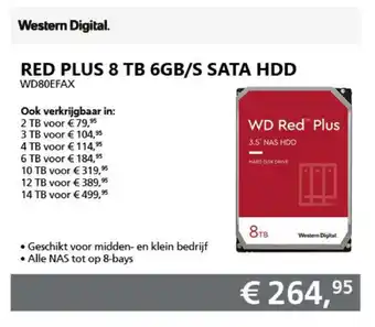 De ICT Vakman WD Red PLUS 8TB 6GB/S SATA HDD | WD80EFAX aanbieding