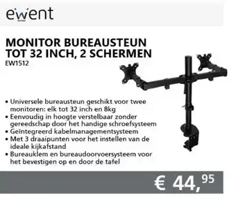 De ICT Vakman Ewent Monitor bureausteun tot 32", 2 scherm | EW1512 aanbieding