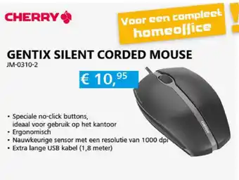 De ICT Vakman CHERRY GENTIX SILENT CORDED MOUSE | JM-0310-2 aanbieding