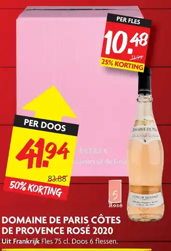 Dekamarkt Domaine de paris côtes de provence rosé 2020 aanbieding