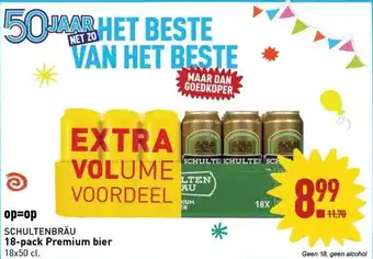 ALDI Op=op schultenbräu 18-pack premium bier 18x50 cl. aanbieding