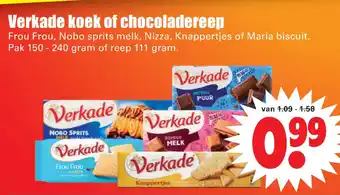 Dirk Verkade koek of chocoladereep 111g aanbieding