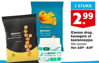Hoogvliet G'woon drop, kauwgom of keelsnoepjes aanbieding