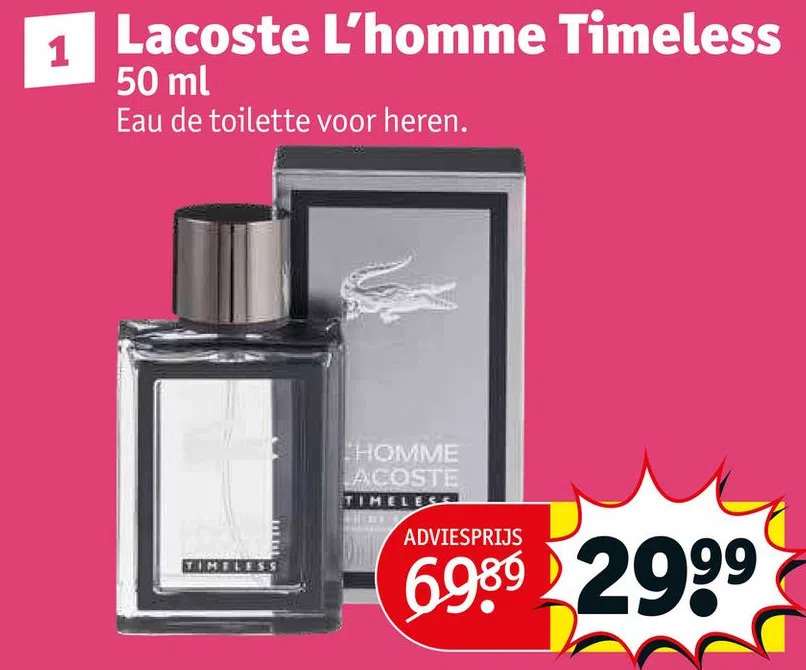 Lacoste l'homme timeless 50 ml eau de toilette voor heren. aanbieding