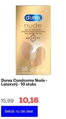 Bol.com Durex condooms nude - latexvrij - 10 stuks aanbieding