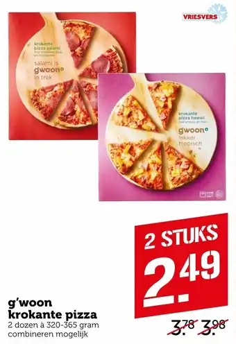 Coop G'woon Krokante pizza 2*320-365g aanbieding