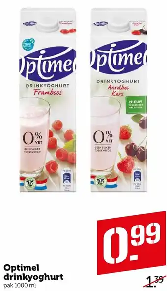 Coop Optimel drinkyoghurt 1L aanbieding