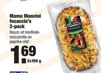 ALDI Mama Mancini Focaccia's 2-Pack aanbieding