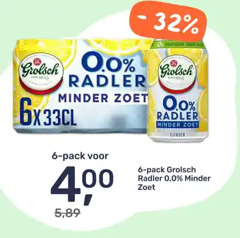 Foodello 6-pack grolsch radler 0,0% minder zoet aanbieding
