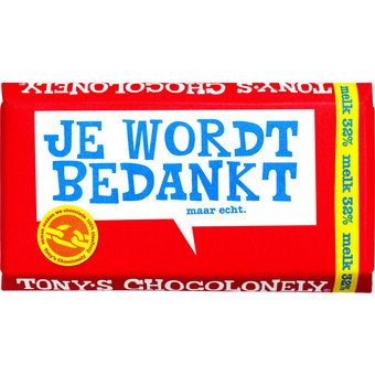 Albert Heijn Tony's chocolonely je wordt bedankt melk aanbieding