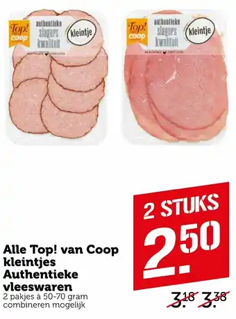 Coop Top! van Coop Kleintjes Authentieke vleeswaren 2*50-70g aanbieding