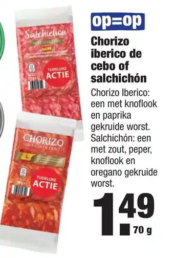 ALDI Chorizo Iberico de cebo of Salchichon 70g aanbieding