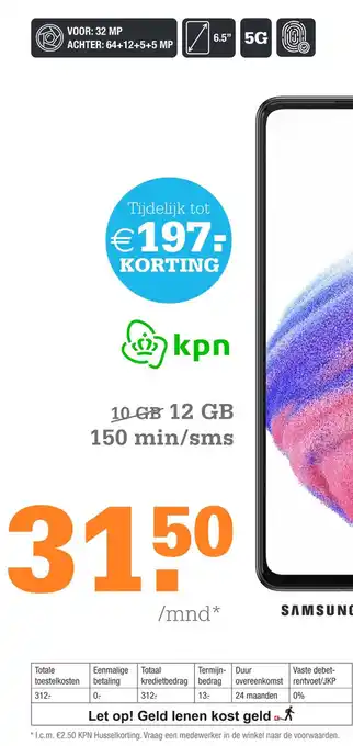 Telecombinatie Samsung galaxy a53 128 gb kpn aanbieding