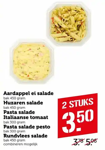 Coop Salades 2*300-450g aanbieding