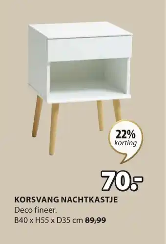 Jysk Korsvang Nachtkastje B40 x H55 x D35 cm aanbieding