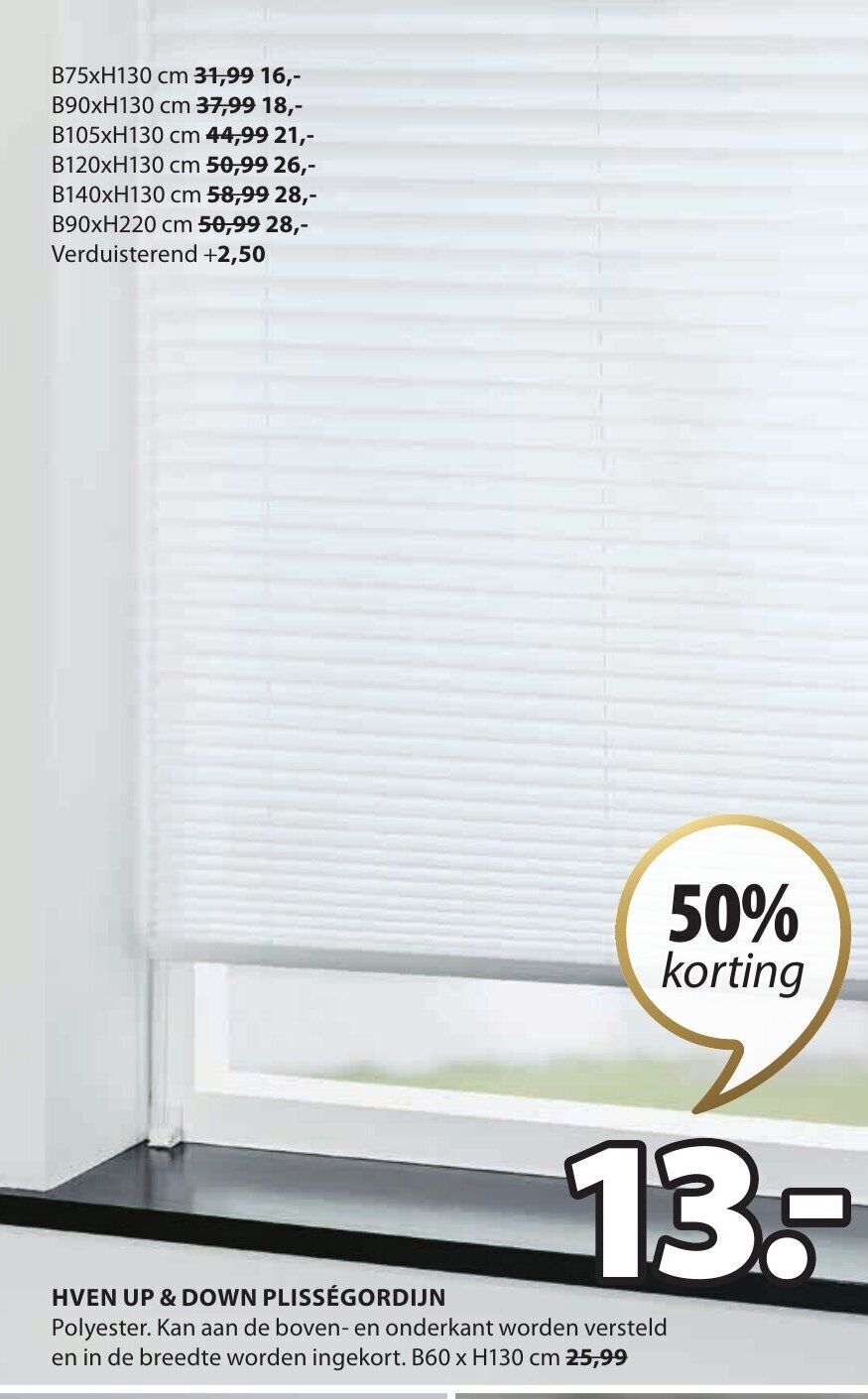 Hven Up & Down Plissegordijn aanbieding bij Jysk