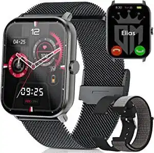 Amazon Android smartwatch heren smart watch - smartwatch dames zwarte smartwatch heren met telefoonfunctie 1,85 inch heren horloges  aanbieding