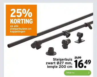 GAMMA Steigerbuis zwart ø27 mm, lengte 200 cm aanbieding