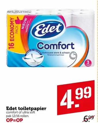 Coop Edet toiletpapier 12/16 rollen aanbieding