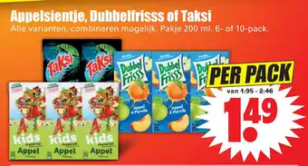 Dirk Appelsientje, dubbelfrisss of taksi 200ml aanbieding