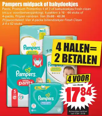 Dirk Pampers midpack of babydoekjes aanbieding