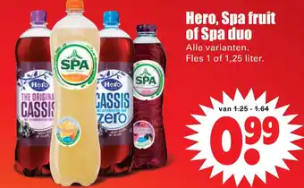 Dirk Hero, spa fruit of spa duo 1,25liter aanbieding